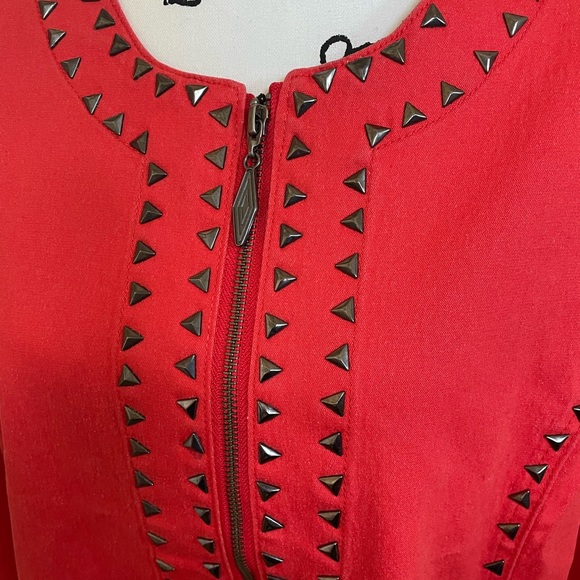 Diane Gilman Beautiful Orange Denim Jacket Stud Design Size 1X NWT - Picture 4 of 13